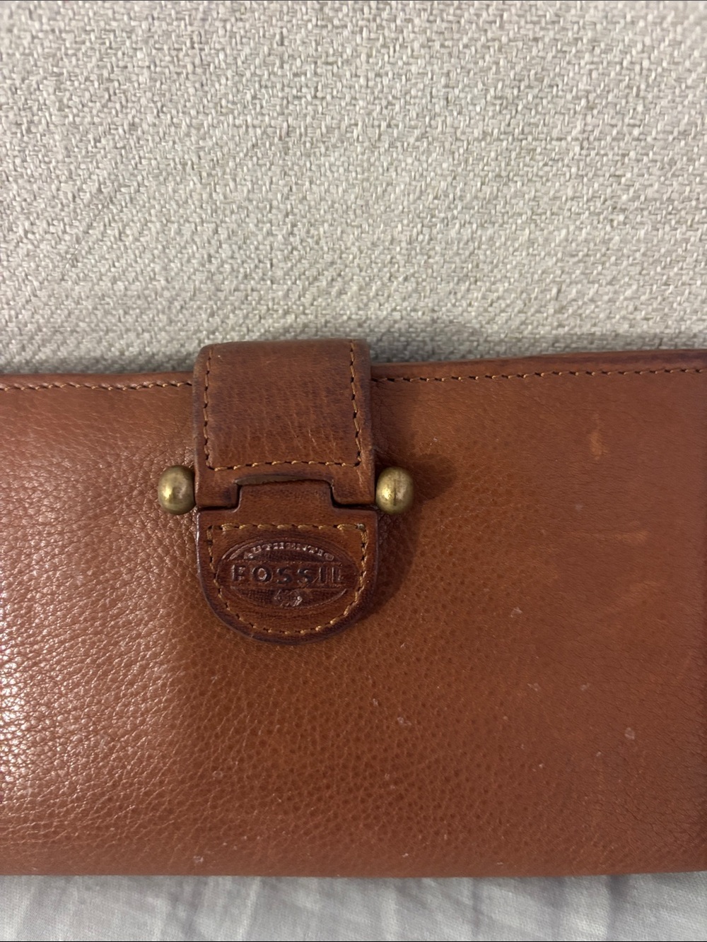 Fossil Cognac Leather Snap Wallet - Picture 2 of 6